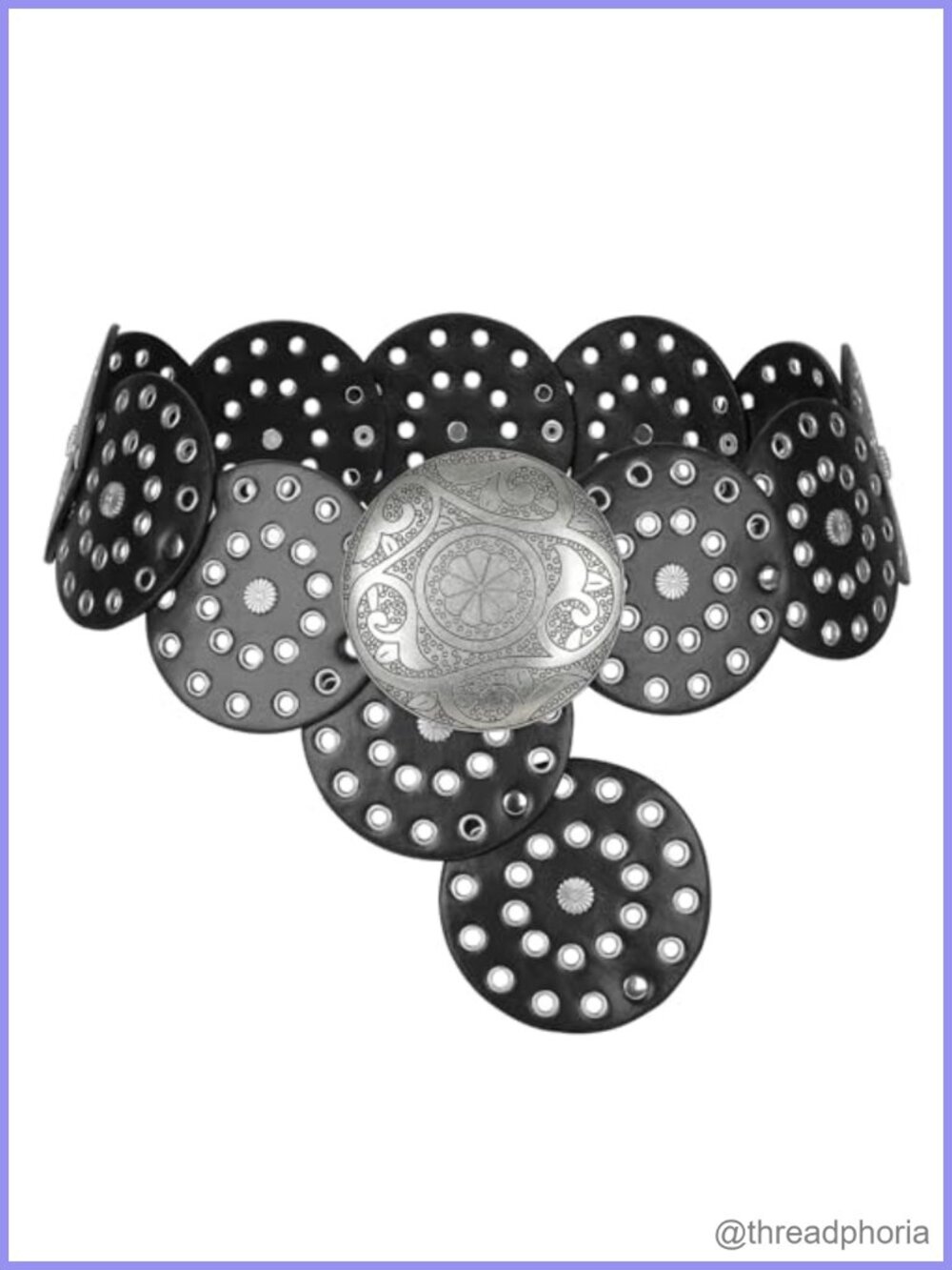 Faux Leather Western Disc Belt Boho Chunky Wide Cowgirl Belt for Dress Jeans